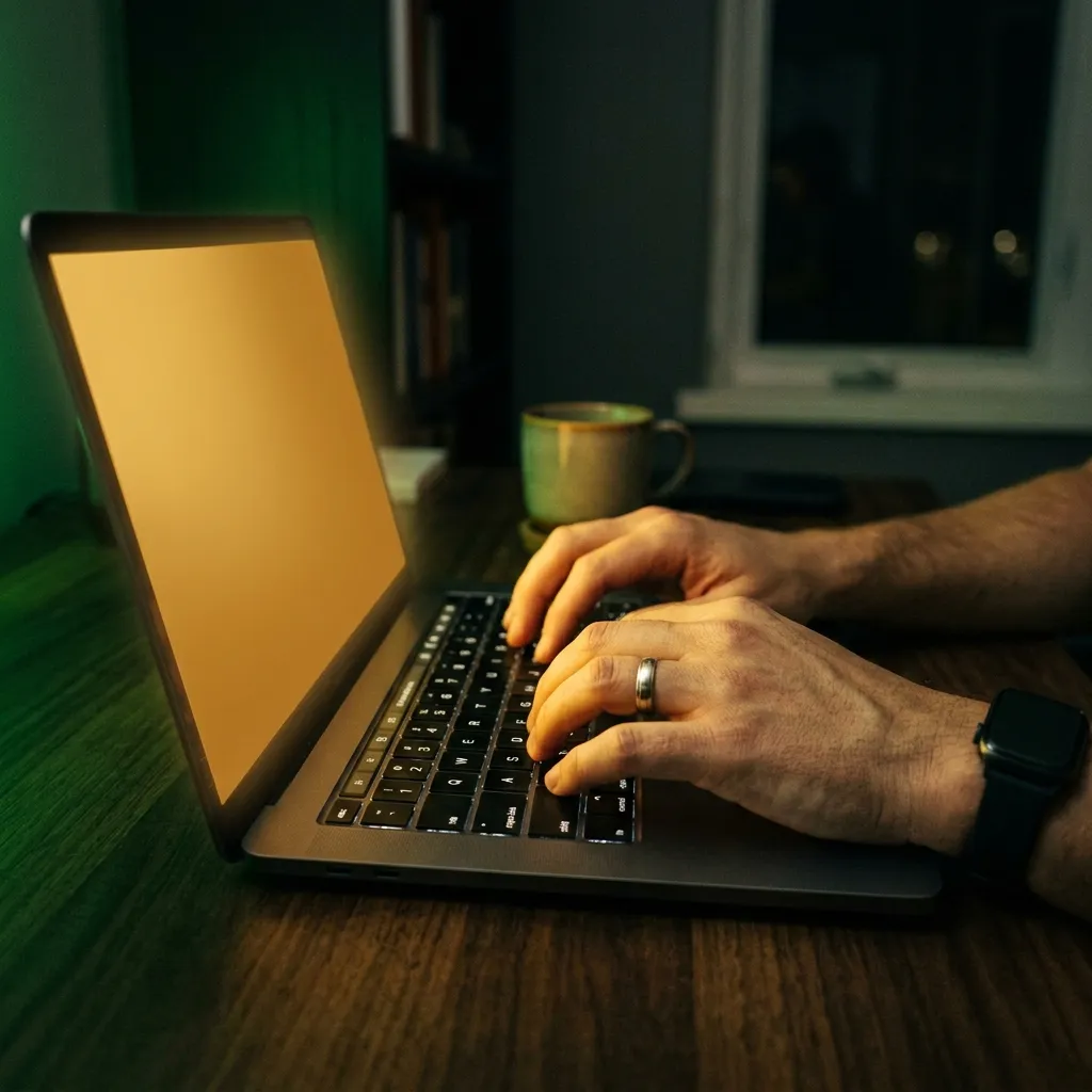 Typing laptop keyboard